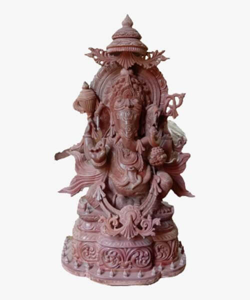 Red Stone Lord Ganesha Statue